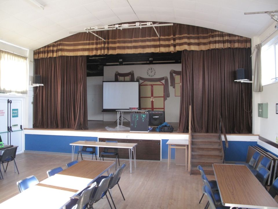 The hall all set up to run an evening of bingo.